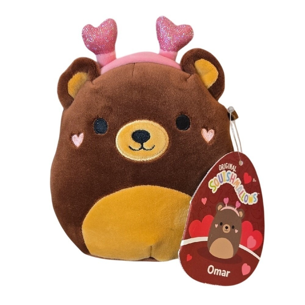 Squishmallows‎ Omar Brown Bear Heart Headband Valentine's Day NWT 5in tall